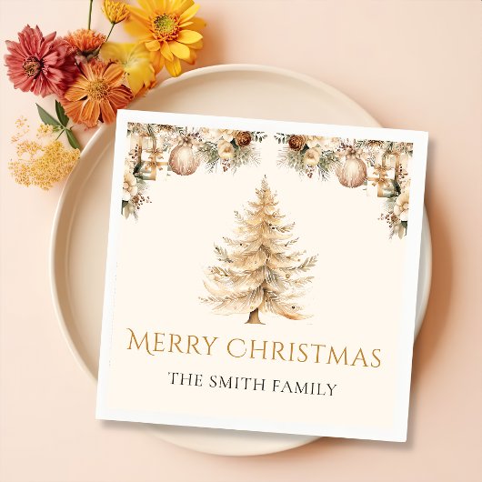 Elegante winter gouden kerstboom vakantie servet