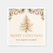 Elegante winter gouden kerstboom vakantie servet (Voorkant)