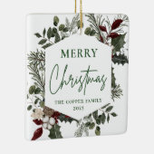 Elegante Winter Greenery Foto Kerstmis Keramisch Ornament (Rechts)
