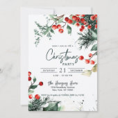 Elegante Winter Greenery kerstfeest uitnodiging (Voorkant)