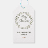 Elegante Winter Greenery Krans vakantie Cadeaulabel (Voorkant)