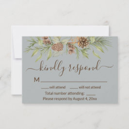 Elegante Winter Grijs Pine Huwelijk RSVP Kaart