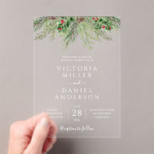 Elegante winter groen botanische gebladerte bruilo acryl uitnodigingen (Insitu (Draagbaar))