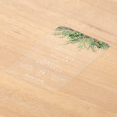 Elegante winter groen botanische gebladerte bruilo acryl uitnodigingen (Laagn)