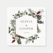 Elegante winter groen bruiloft servet (Voorkant)