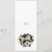 Elegante winter groen chique bloemenbruiloft menu (Achterkant)