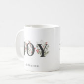 Elegante Winter Groen JOY Kerstvakantie Koffiemok (Voorkant links)