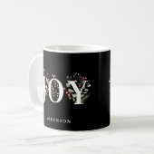 Elegante Winter Groen JOY Kerstvakantie Koffiemok (Voorkant links)