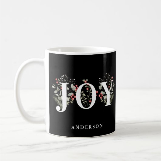 Elegante Winter Groen JOY Kerstvakantie Koffiemok (Links)