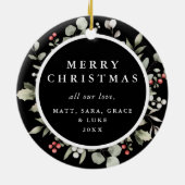 Elegante winter groen krans 1 foto keramisch ornament (Achterkant)