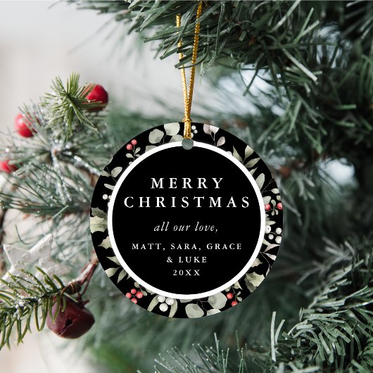 Elegante winter groen krans 1 foto keramisch ornament