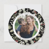 Elegante winter groen krans 1 foto rond feestdagenkaart (Voorkant)