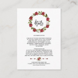 Elegante Winter Holiday Poinsettia Wedding Details Informatiekaartje