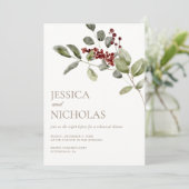 Elegante Winter Holly Wedding Repetitie Diner Kaart (Staand voorkant)