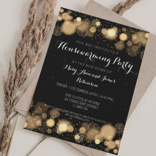 Elegante Winter Housewarming Party Gold Kaart