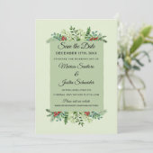 Elegante Winter Huwelijk Kerstvakantie Bloemen Save The Date (Staand voorkant)