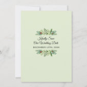 Elegante Winter Huwelijk Kerstvakantie Bloemen Save The Date (Achterkant)