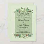 Elegante Winter Huwelijk Kerstvakantie Bloemen Save The Date (Voorkant / Achterkant)