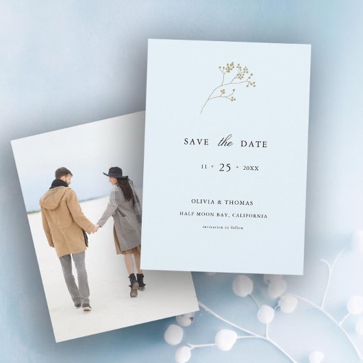 Elegante Winter Ice Foto Bruiloft Save the Date Kaart