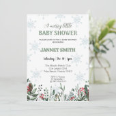 Elegante winter kerst baby shower uitnodiging (Staand voorkant)