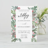 Elegante winter kerst bruiloft kaart (Staand voorkant)
