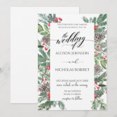 Elegante winter kerst bruiloft kaart (Voorkant / Achterkant)
