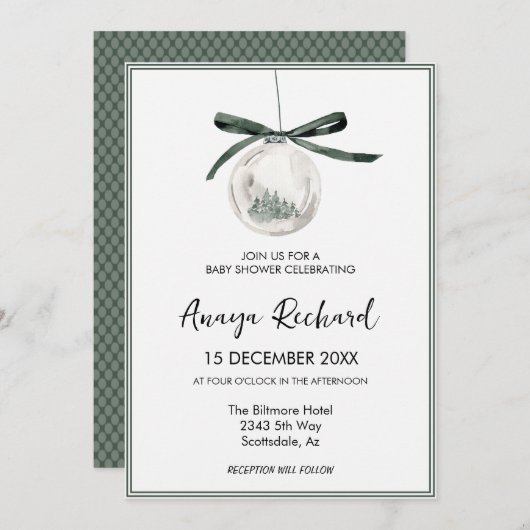 Elegante Winter Kerst Ornament bruiloft Kaart (Voorkant / Achterkant)