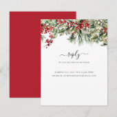 Elegante Winter Kerst Vakantie Trouwdag RSVP Kaartje (Voorkant / Achterkant)