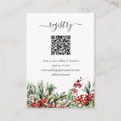 Elegante Winter Kerst Wedding Registry QR Code Informatiekaartje (Voorkant)
