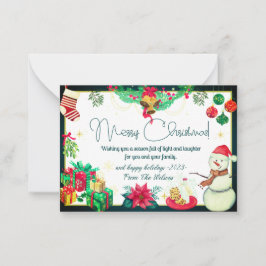 Elegante winter kerstkaarten Eenvoudig rustiek Notitiekaartje