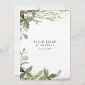 Elegante winter Kerstlantaarn Rode Holly bruiloft Kaart (Achterkant)