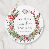 Elegante Winter Kerstmis Bloemen bruiloft Bedankjes Labels (Voorkant)