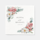 Elegante Winter Kerstmis Bloemen bruiloft Servet (Voorkant)