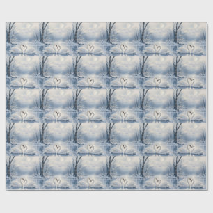 Elegante Winter Kerstmis met Zwanenmeer Scene Cadeaupapier