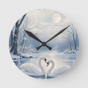 Elegante Winter Kerstmis met Zwanenmeer Scene Ronde Klok
