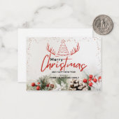 Elegante winter Kerstmis Modern rustiek Notitiekaartje (Voorkant / Achterkant in situ)