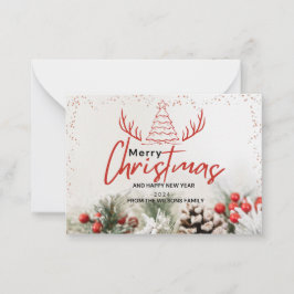 Elegante winter Kerstmis Modern rustiek Notitiekaartje