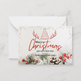 Elegante winter Kerstmis Modern rustiek Notitiekaartje