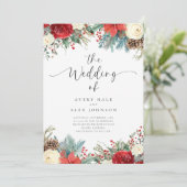 Elegante winter kerstvakantie bruiloft kaart (Staand voorkant)