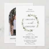 Elegante winter kerstvakantie bruiloft kaart (Voorkant / Achterkant)