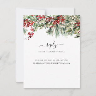 Elegante Winter Kerstvakantie Bruiloft RSVP Kaartje