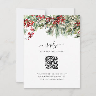 Elegante Winter Kerstvakantie QR Code Trouwen RSVP Kaartje