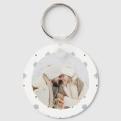 Elegante winter Laat het sneeuwen aangepaste foto Sleutelhanger (Achterkant)