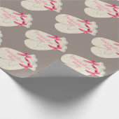 Elegante winter mitten lint kant crème roze taupe cadeaupapier (Hoek)