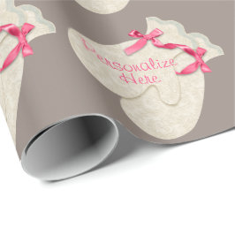 Elegante winter mitten lint kant crème roze taupe cadeaupapier