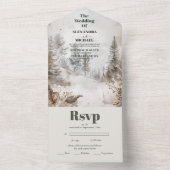 Elegante Winter Mountain Forest bruiloft All In One Uitnodiging (Binnen)