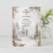 Elegante Winter Mountain Forest bruiloft Kaart (Staand voorkant)
