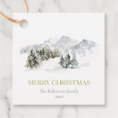 Elegante Winter Mountain Kerstmis Bedankjes Labels (Voorkant)
