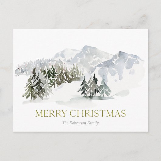Elegante Winter Mountain Kerstmis Briefkaart (Voorkant)