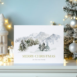 Elegante Winter Mountain Kerstmis Briefkaart